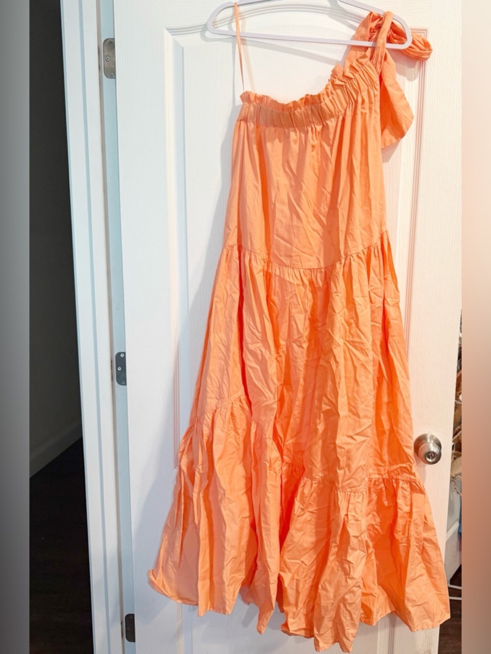 Altar'd State One-Shoulder Orange Tiered Maxi Dress